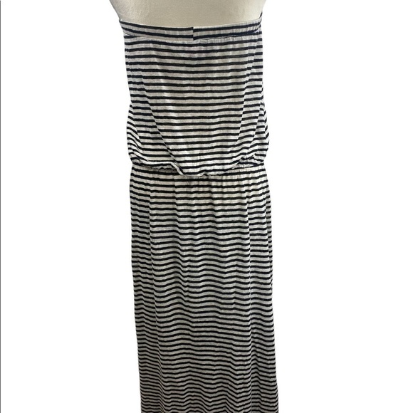 For Cynthia Beach Wear 100% Linen Strapless Midi Dress Striped SZ LG boho Summer - Picture 4 of 6